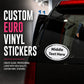 Custom Euro Vinyl Sticker — illustrative product application. Surrounding equipment and decor are not included.