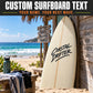 Surfboard text vinyl decal with "Coastal Drifter" script design