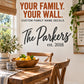 Custom Family Name Decal — illustrative product application. Surrounding equipment and decor are not included.