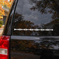 White bone line decal on car rear window