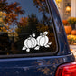 Thanksgiving pumpkin window vinyl decals, white two-pumpkin with leaves on car glass