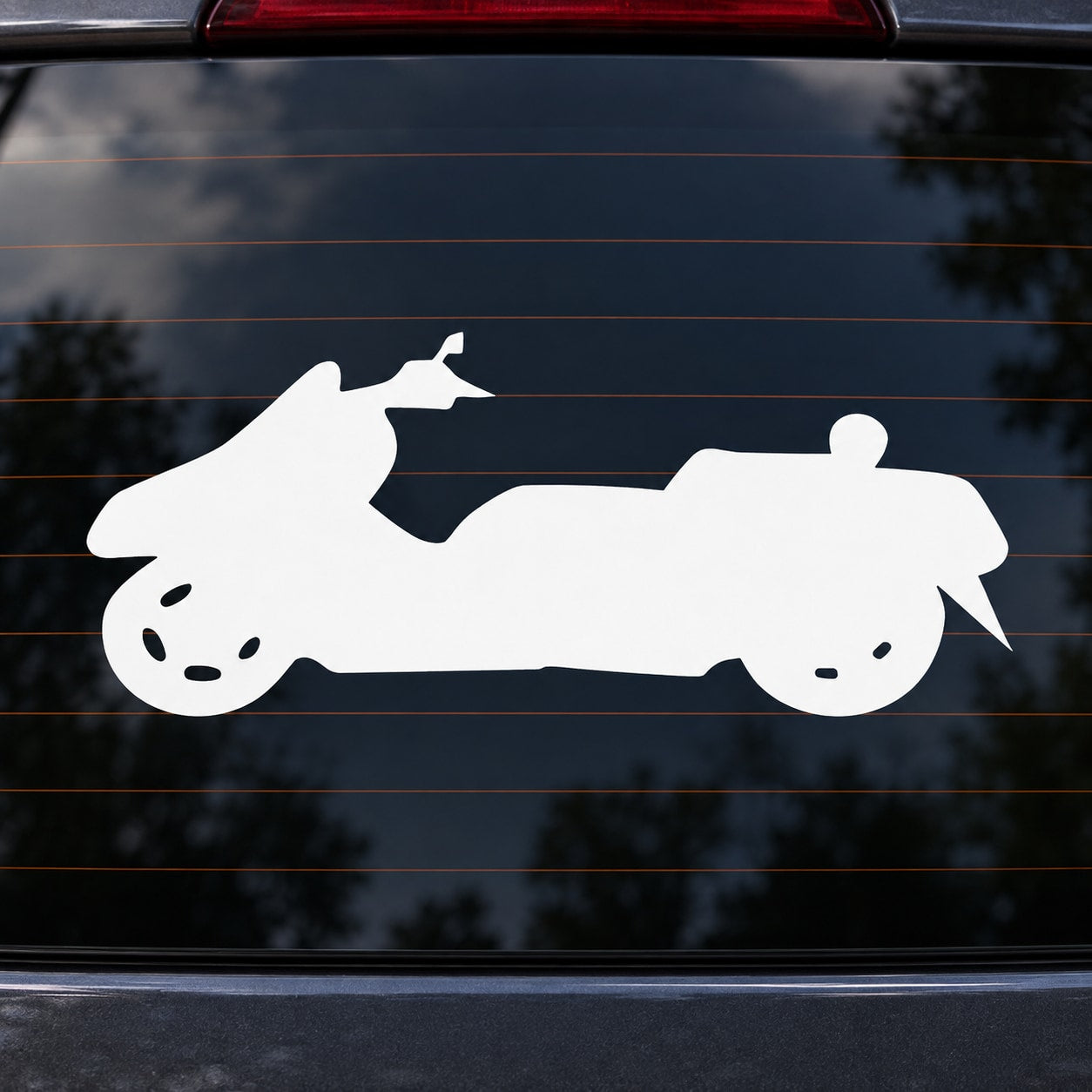 White scooter side silhouette decal, small motorbike sticker