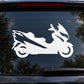 White scooter decal featuring racing scooter silhouette on car window