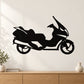 Black side-view scooter decal sticker with detailed wheels and handlebars