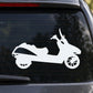 White scooter silhouette decal with rider, for car window