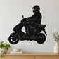 Black scooter rider silhouette decal for walls