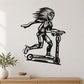 White girl riding kids scooter wall decal