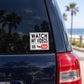 White vinyl car decal sticker with WATCH MY VIDEOS, QR code, and YouTube logo