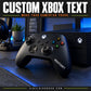 Black Xbox controller with custom text vinyl decal on handle, colored A/B/X/Y buttons