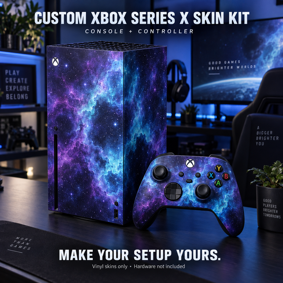 Galaxy purple-blue vinyl skin kit for Xbox Series X console and controller