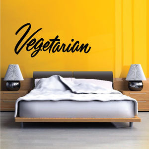 Vegetarian wall decal in black script lettering