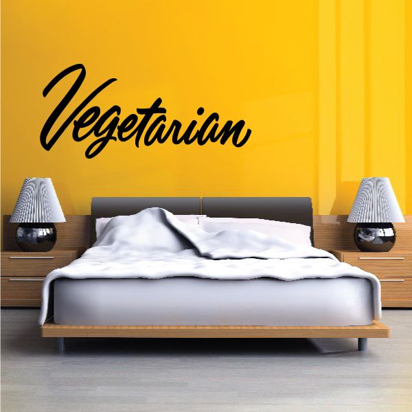 Vegetarian wall decal in black script lettering