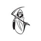 Grim Reaper decal of hooded reaper holding scythe