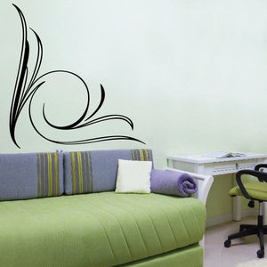 Black pinstripe swirl vinyl decal, curved line with feathered ends