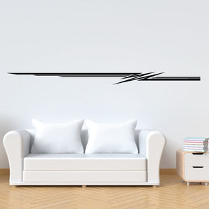 Black pinstripe vinyl decal with sleek stripe and angular lightning accents