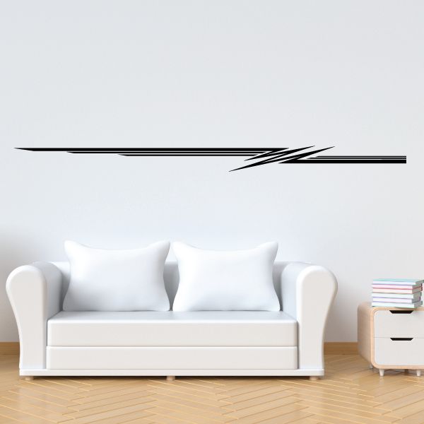 Black pinstripe vinyl decal with sleek stripe and angular lightning accents