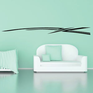Vehicle pinstripe vinyl decal with sweeping black stripe graphic