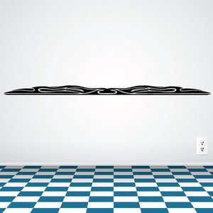 Vinyl pinstripe decal with black flame stripe design, long horizontal shape
