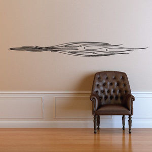 Vehicle pinstripe vinyl decal with outlined swirl graphic