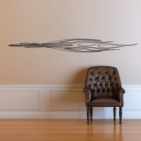Vehicle pinstripe vinyl decal with outlined swirl graphic