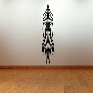 Black pinstripe vinyl decal with tall flame-like tribal spear design