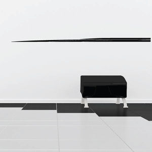 Black vehicle pinstripe vinyl decal stripe, long horizontal line.