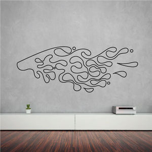 Abstract pinstripe vinyl decal with flowing line shapes, long horizontal design