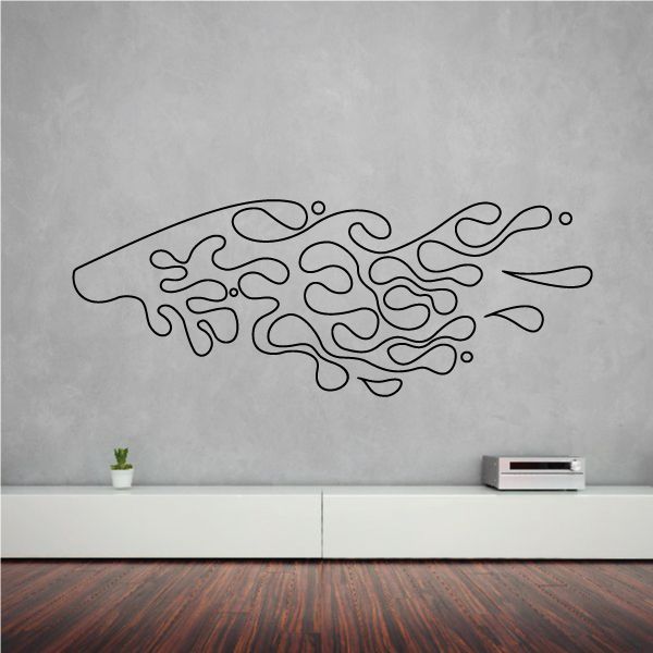 Abstract pinstripe vinyl decal with flowing line shapes, long horizontal design