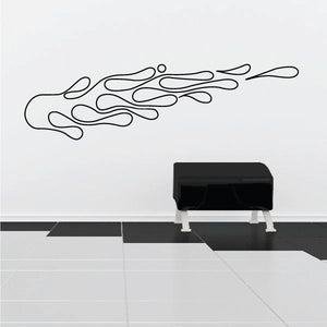 Vehicle pinstripe vinyl decal with black flame-style line art graphic