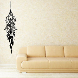 Black pinstripe vehicle vinyl wall decal with ornate flame-like line design
