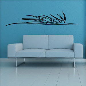Black pinstripe vinyl decal with curved flame-like lines