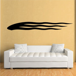 Flame pinstripe vinyl decal, black stripes on a wall