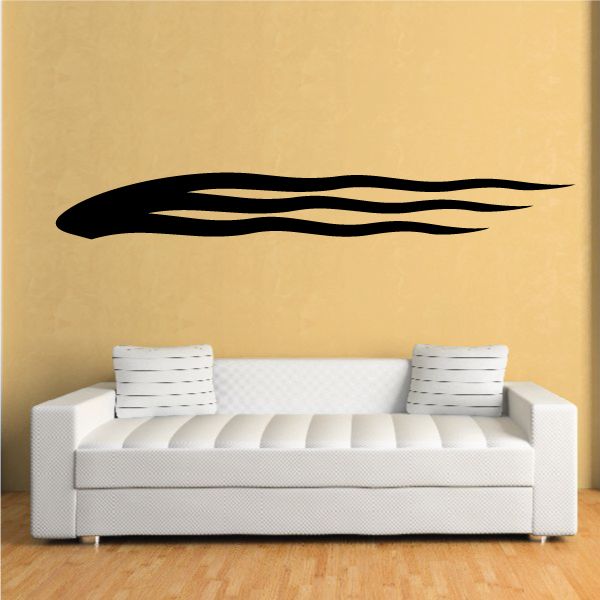 Flame pinstripe vinyl decal, black stripes on a wall