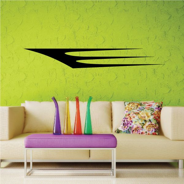 Black pinstripe vinyl decal with two sweeping flame-like stripes for vehicles.