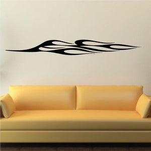 Vehicle pinstripe vinyl decal with black flame stripes, wide horizontal design