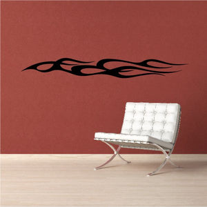 Vehicle pinstripe vinyl decal with black flame graphic