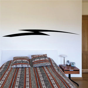 Black pinstripe vinyl car decal with swoosh stripe line on wall