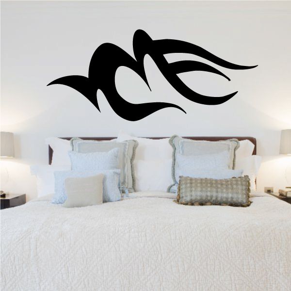 Black vehicle pinstripe vinyl decal with flame-like swirl design