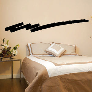Black pinstripe vinyl wall decal with long swoosh stripe design
