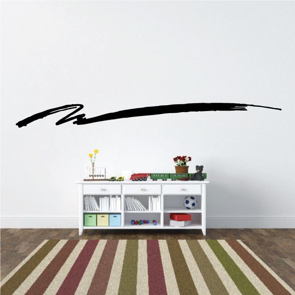 Vehicle pinstripe vinyl decal, black curved swoosh line