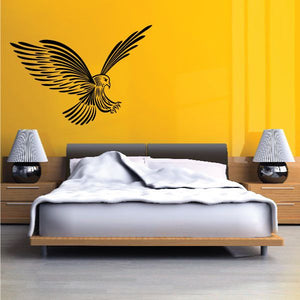 Winged pinstripe vinyl decal with black bird-feather design