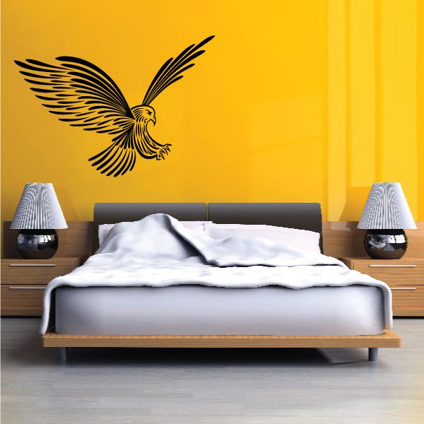 Winged pinstripe vinyl decal with black bird-feather design
