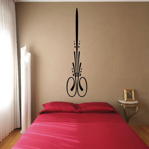 Black decorative pinstripe vinyl decal with vertical swirl and loop motif