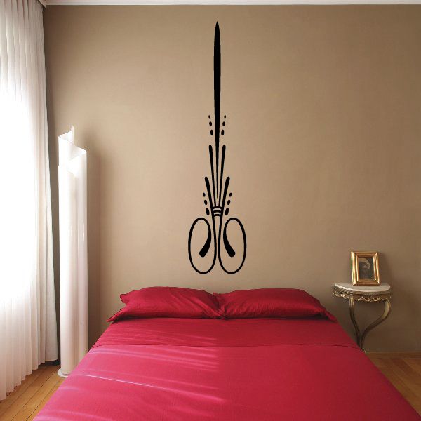 Black decorative pinstripe vinyl decal with vertical swirl and loop motif