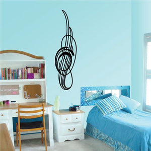 Abstract black pinstripe vinyl decal with looping oval lines