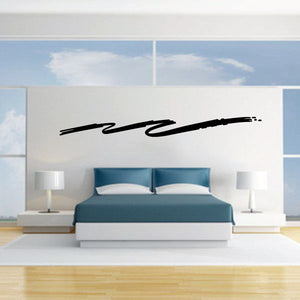 Black pinstripe vinyl decal with swooping script lettering for cars or walls