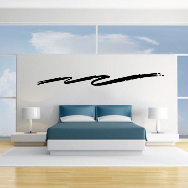 Black pinstripe vinyl decal with swooping script lettering for cars or walls