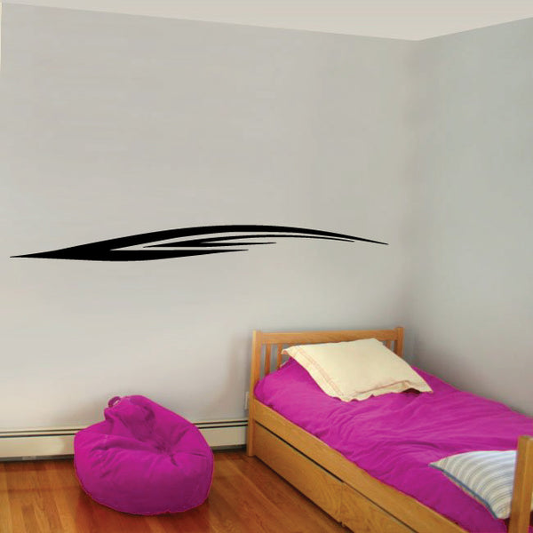 Black pinstripe vinyl decal with swoosh racing stripe design