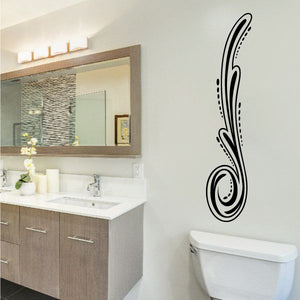 Black pinstripe swirl vinyl decal with curved dotted outline