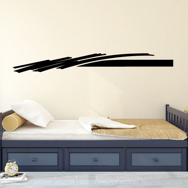Black vehicle pinstripe vinyl decal with two sweeping stripe lines.